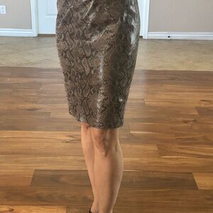 Elegant Brown Snake Print Skirt